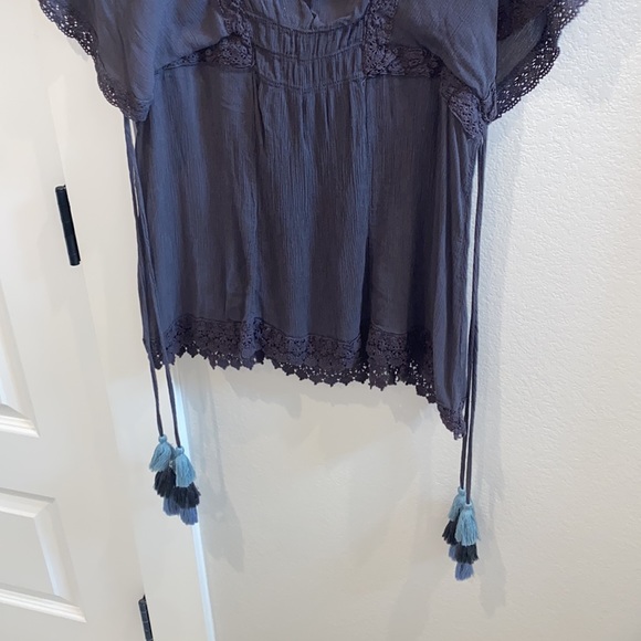 EUC Women’s Size S Small Knox Rose Brand Boho Tassel Tie Gauze Top Shirt - Picture 6 of 9